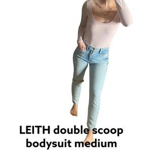 New LEITH / Nordstrom Leith Nordstrom Double Scoop Long Sleeve  Bodysuit Medium